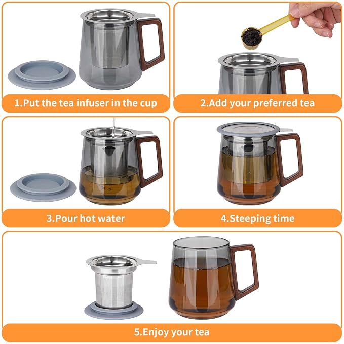 Vaincre Extra Fine Mesh Tea Infuser/Strainer, Stainless Steel Loose Leaf Tea Steeper/Diffuser with Large Capacity Basket and Lid, Fits Teapots, Mugs, Cups