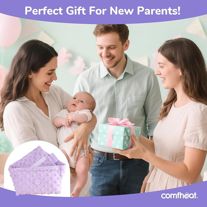 Colic and Gas Relief for Newborns and Infants, Flaxseed Heated Tummy Wrap, Baby Swaddling Belt with Soothing Warmth, Natural Relief for Upset Stomach in Babies and Toddlers, 0-3 Years (Puple)