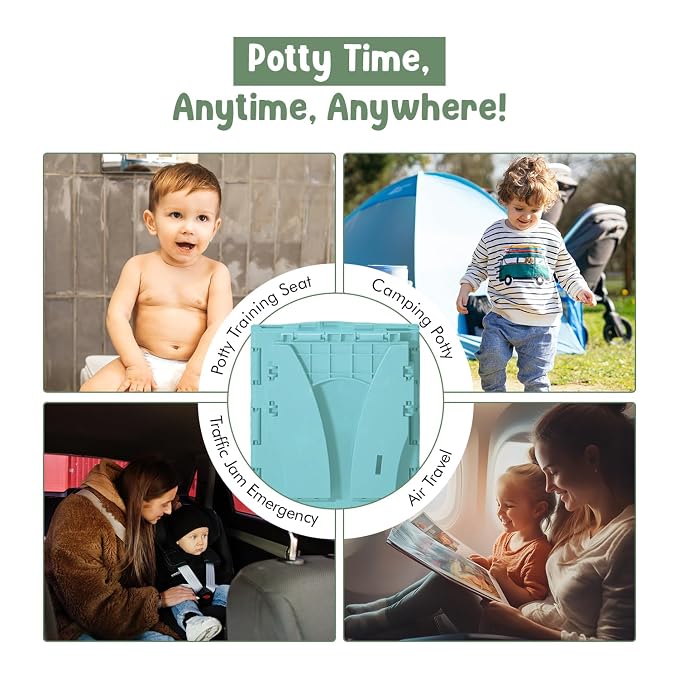 Teo - Portable Toddler Travel Potty – Foldable, Lightweight, Leak-Proof Toilet for Kids with Travel Bag & Disposable Liners – Compact Potty Chair for Home & On-the-Go Use (Sailboat Blue)