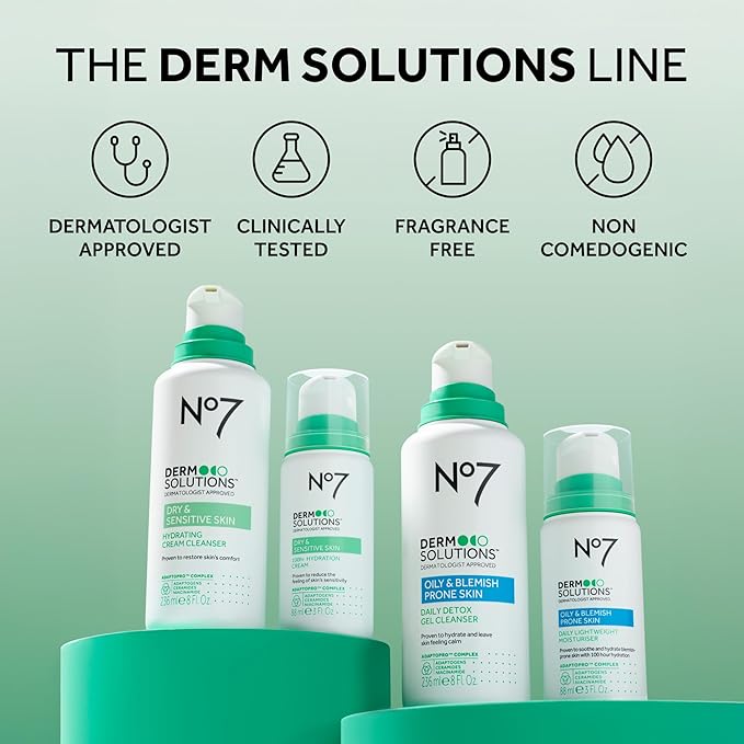 No7 Derm Solutions Daily Detox Foaming Face Wash - Gel Facial Cleanser Formulated with Ceramides, Niacinamide & Adaptogens To Help Maintain Moisture Barrier - For Oily & Blemish-Prone Skin (8 Fl Oz)