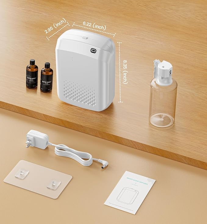 Waterless Essential Oil Diffuser 3000 Sq.Ft Coverage for Large Home Hotel Office, 400ml Cold Air Scent Machine for Aromathrapy, Bluetooth App Control, Quiet Aroma Diffuser Wall Amount
