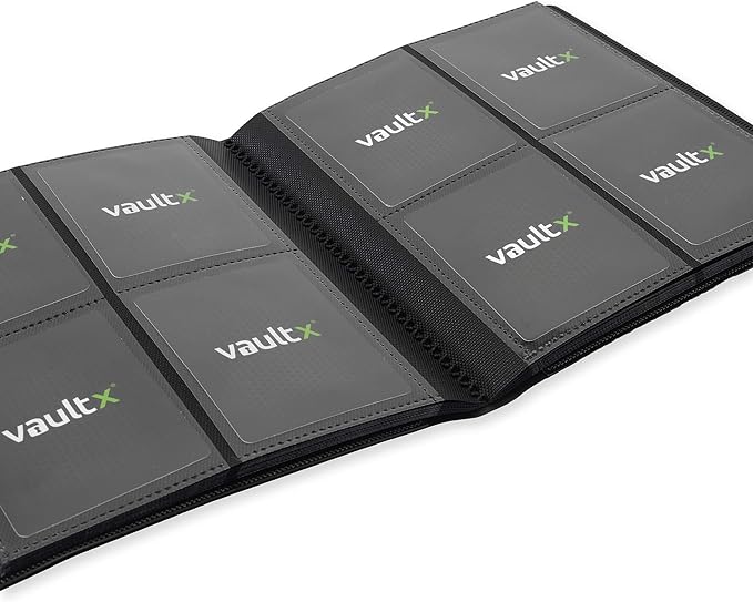 Vault X 4 Pocket Standard Strap Binder, Holds 160 Trading Cards in 20 Side-Loading Pages (Black)