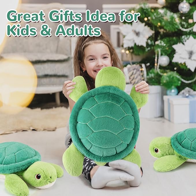 Turtle Weighted Stuffed Animals - 12 Inch 1.0 Pounds Weighted Plushies Sea Turtle Stuffed Animal - Small Tortoise Plush Pillow - Cute Plush Toy Gifts for Kids & Adults (12" 1.0 lbs)
