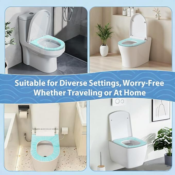 Disposable Toilet Seat Covers, 20 Pcs, Waterproof Non-Woven Fabric, Individually Wrapped, Portable for Travel, Hotel, Hospital, Public Toilet (Green)