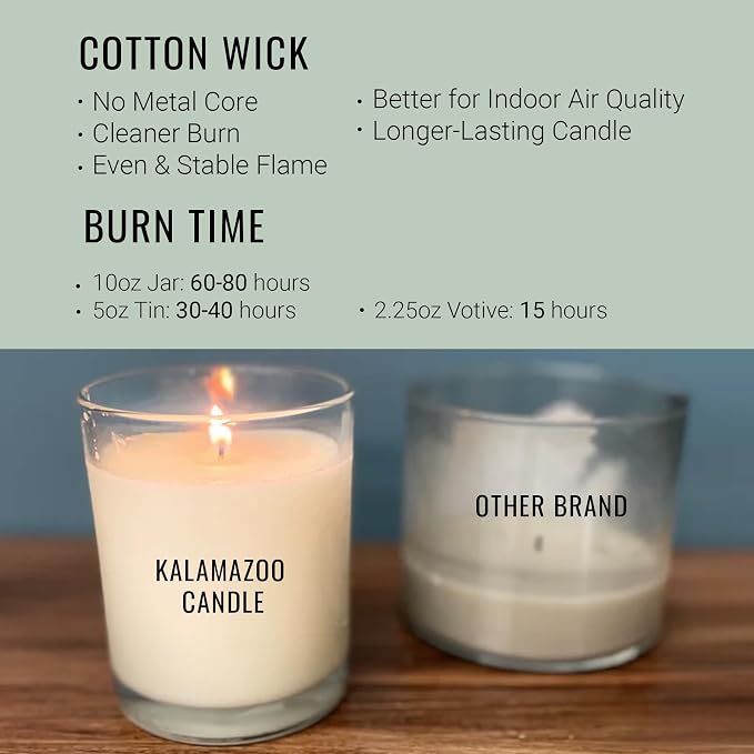 Kalamazoo Candle Company Hand-Poured Soy Wax Candle – 10oz Classic Jar, 60-80 Hour Burn Time – Made in USA, Highly Scented, Phthalate-Free (Lilac & Willow)