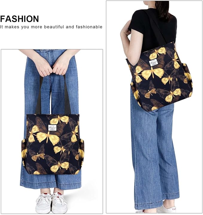 KAMO Floral Tote Bag - Waterproof Lightweight Handbags Travel Shoulder Bag for Hiking Yoga Gym Swimming Travel Beach