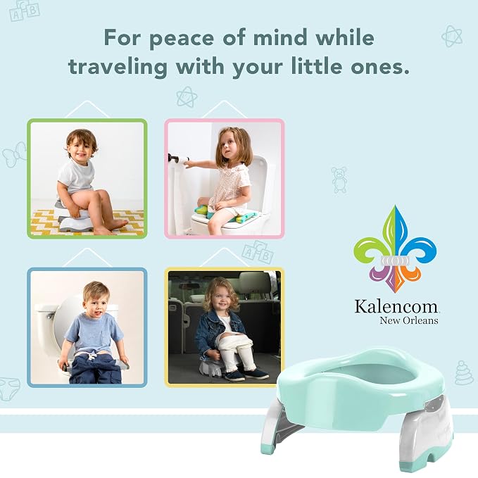 Kalencom Potette Plus 2-in-1 Travel Potty and Trainer Seat - Dual-Purpose Potty Training Toilet Seat - Portable Potty for Toddler Travel - with Durable, Lock-in Legs and Splash Guard - Pastel Mint