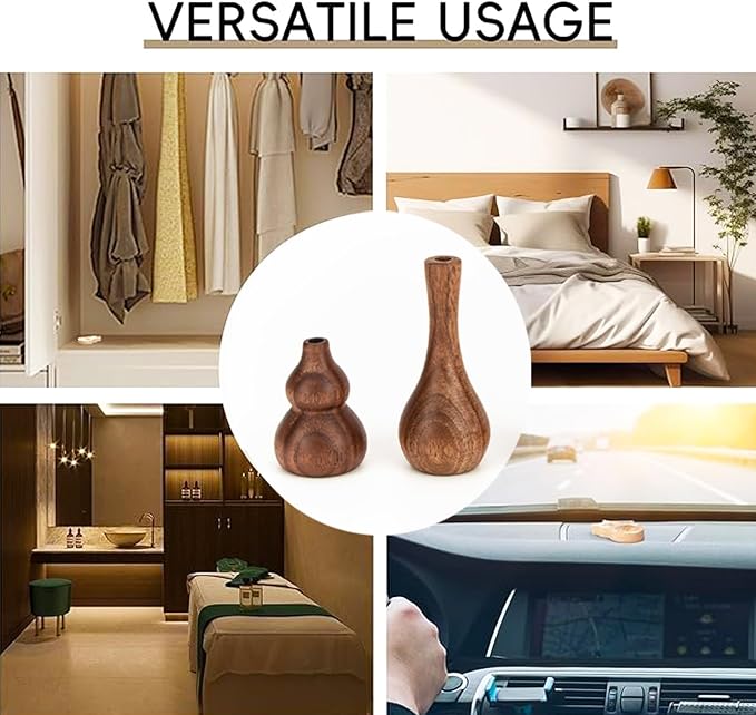 Wooden Fragrance Diffuser,Walnut Vase Essential Oil Diffuser,Aromatherapy Wood Vase Fragrance Retention Long Lasting Fragrance for Home Bathroom Office.2 Pieces.