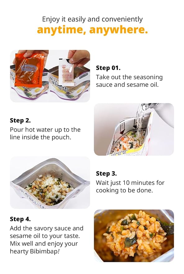 Easybab Korean Ready to Eat Bibimbap, Kimchi (2 PACK)