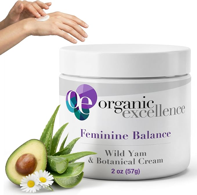 Organic Excellence Feminine Balance Wild Yam & Botanical Cream for Women – 2 fl oz