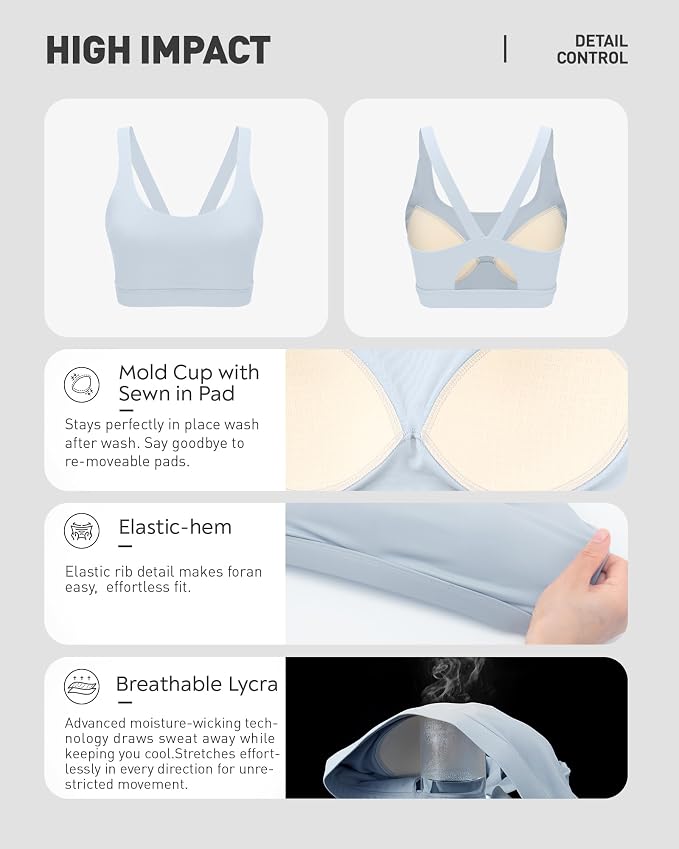RUNNING GIRL Sports Bras for Women,Light Impact Molded Cup Strap Sports Bra with Sewn in Pads,Best for A-C Cup