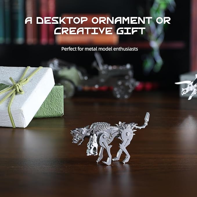 Mythical Three-Headed Dog 3D Metal Puzzle Model for Adults, DIY Fantasy Beast Building Model Kit for Gamers or Desk Metal Decor