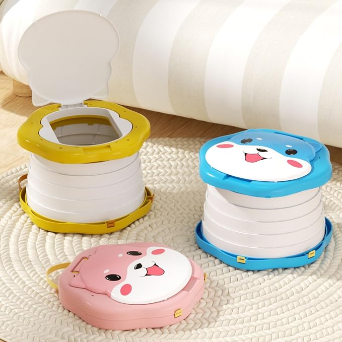 Portable Foldable Travel Potty Seat for Toddler, Training Toilet Seat Emergency Toilet for Car, Children Toilet with Splash Guard for Toddler Travel, Camping, Indoor and Outdoor Use Pink