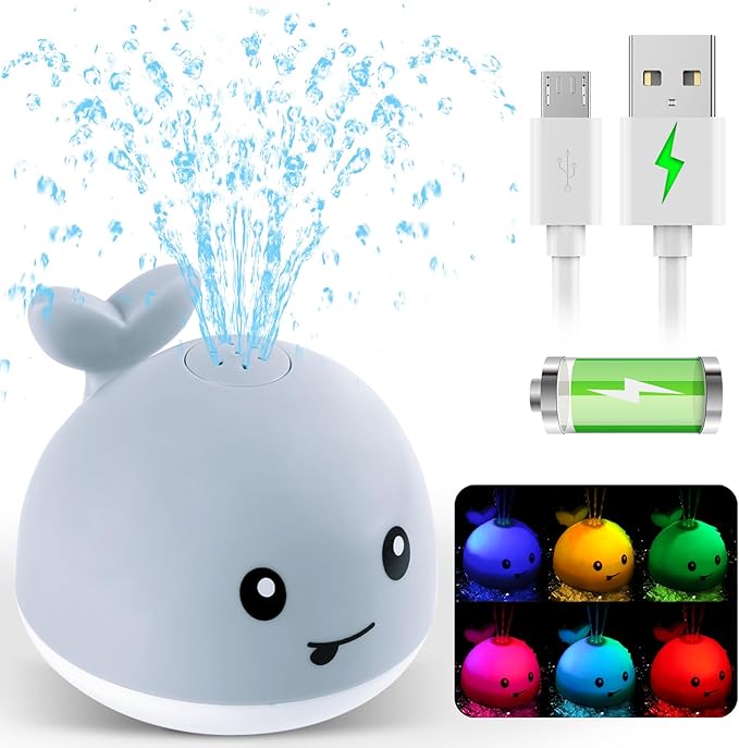 Gigilli Baby Bath Toys, Light up Bath Toys for Kids Ages 1-3, 1 Year Old Boy Girl Valentine’s Gift, 6-12-18 Months Baby Whale Bath Toy Sprinkler, Toddler Fountain Bathtub Pool Water Table Toys