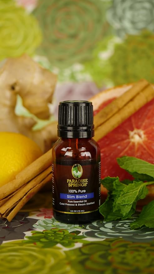 Paradise Springs Slim Blend Essential Oil, 100% Pure and Natural Slim Blend Essential Oil for Diffusers for Home Aromatherapy, Massage, Humidifiers, 0.5oz (15ml)