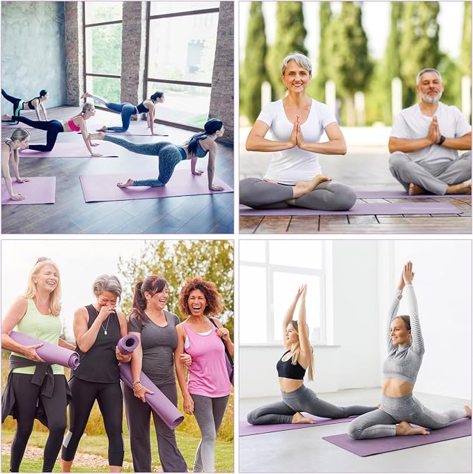 3 mm Thin Yoga Mats Bulk, Lightweight PVC Exercise Mats Non Slip Workout Fitness Pads for Yoga Pilates Stretching Classes Gym Home Studio, Easy to Clean
