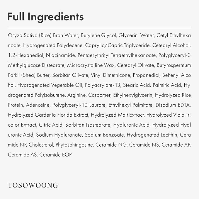 TOSOWOONG Real Glow Rice 42% Cream for Hydration & Barrier, Glass Skin | 42% (420,000ppm) Rice Bran Water, Hyaluronic Acid, 6 Ceramides, Deep Nourishment, Dewy, Korean Skincare, 50ml/1.69 fl oz