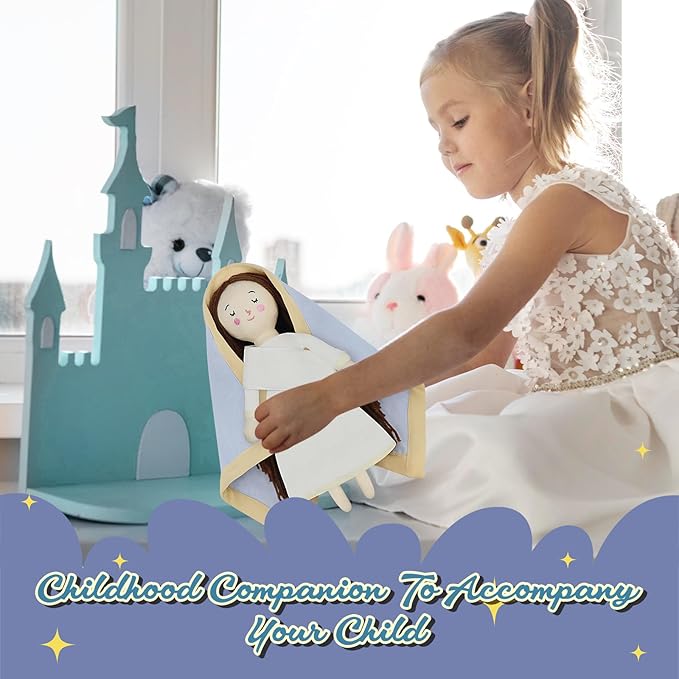 free-space Blessed Virgin Mary Doll and Baby Jesus Plush Religious Figure Playset for Boy Girl Christening Gift(Virgin Mary)