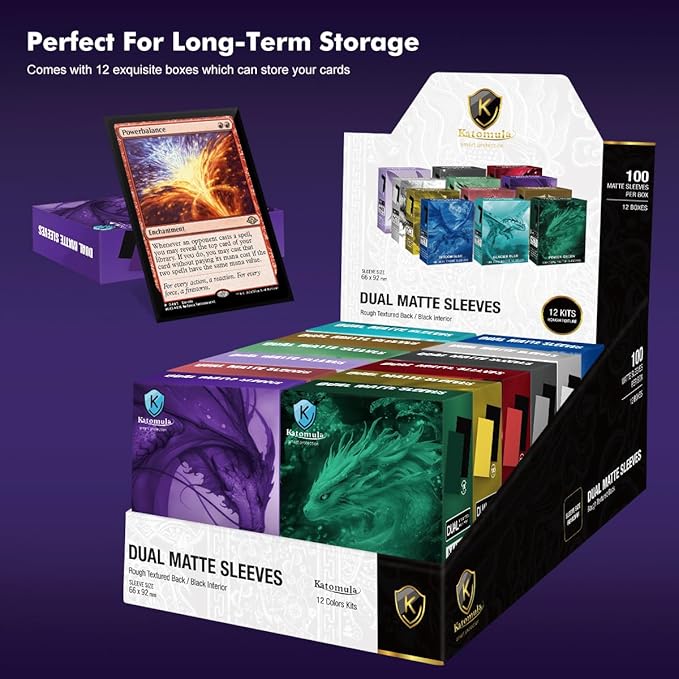 Katomula MTG Card Sleeves, Dual Matte Card Sleeves, Standard Card Sleeve for MTG, PKM, Flesh & Blood, Soul Purple