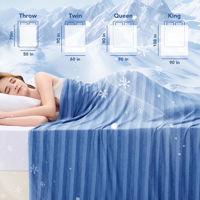 Cooling Blanket Throw- 50"x70" Summer Cooling Throw Blanket for Hot Sleepers Arc-Chill Q-Max >0.45 Cool Fiber, Keeps Cool for Night Sweats, Soft Lightweight Sofa Blankets for Kid Adults