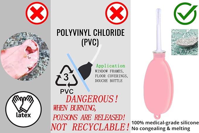 Reusable Silicone Travel Douche Bag - Vaginal Douche for Women, Pocket Size, 24 Fl Oz Capacity, Pink