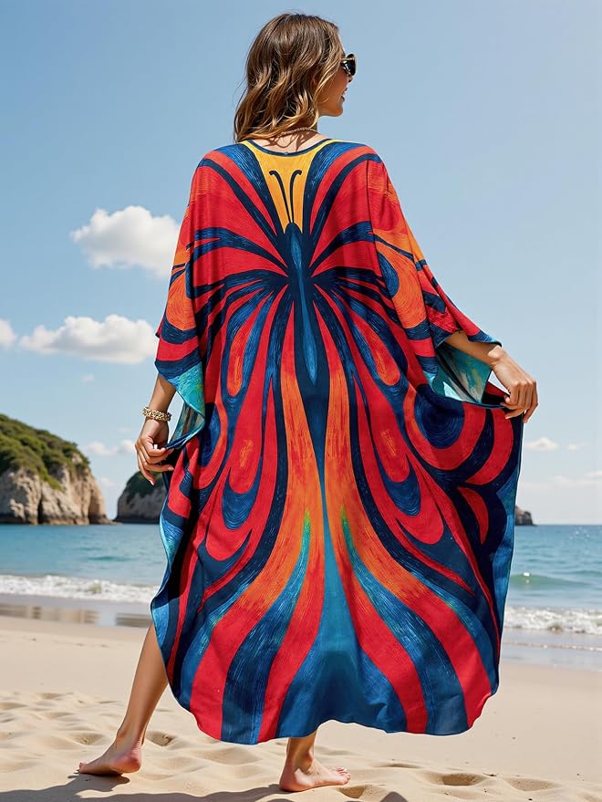Mumu Dresses for Women Plus Size, Bohemian Kaftan Beach Cover Up Long Maxi Nightgown Soft Loungewear