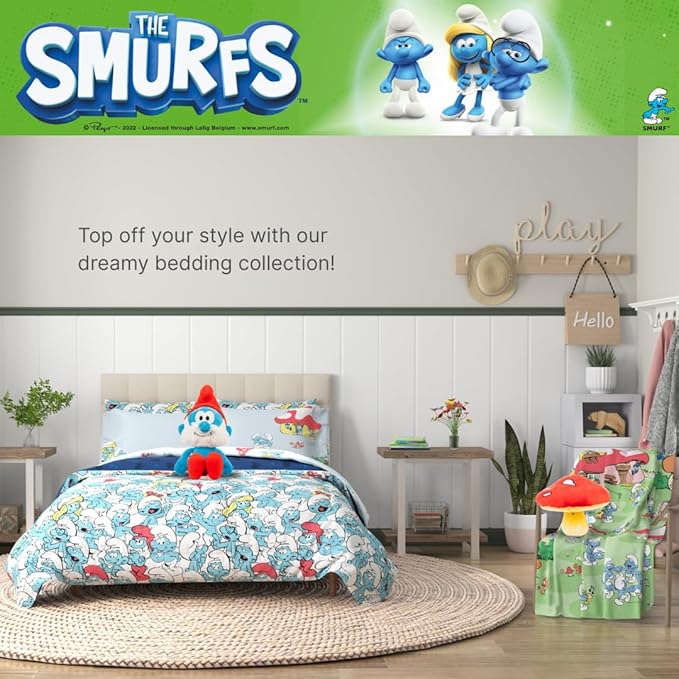 Franco The Smurfs Papa Smurf Bedding Super Soft Cozy Cuddle Pillow Buddy, (Officially Licensed Product)