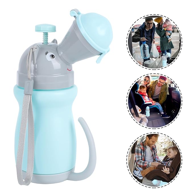 BESPORTBLE Portable Urinal Bottle for Boys Emergency Car Potty Travel Urinal Portable with Lid Blue