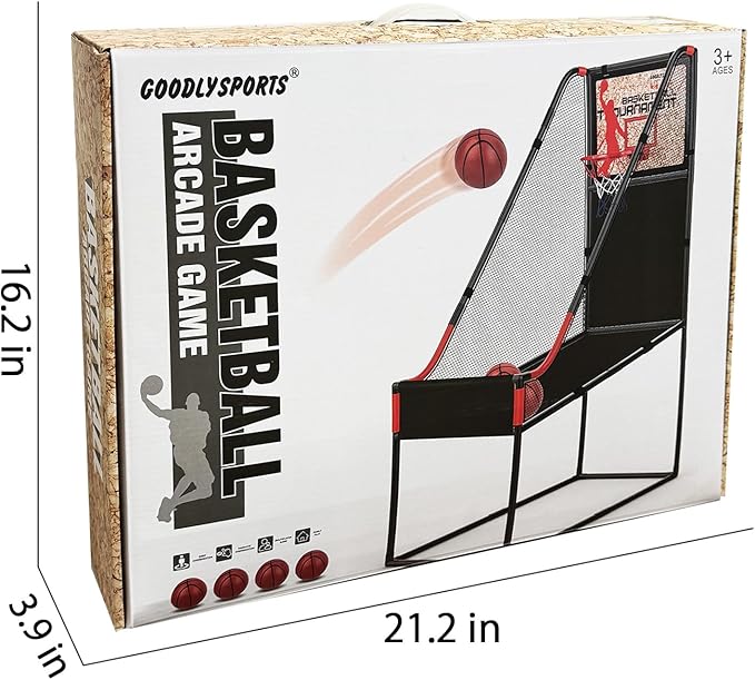 63.7" New Arcade Basketball Game Indoor for Toddlers & Kid 5-7, 8-12 - Basketball Hoop for Kids 3-12 with Wooden Board - Kids Basketball Hoop, Fun Basketball Toys & Gifts for Boys