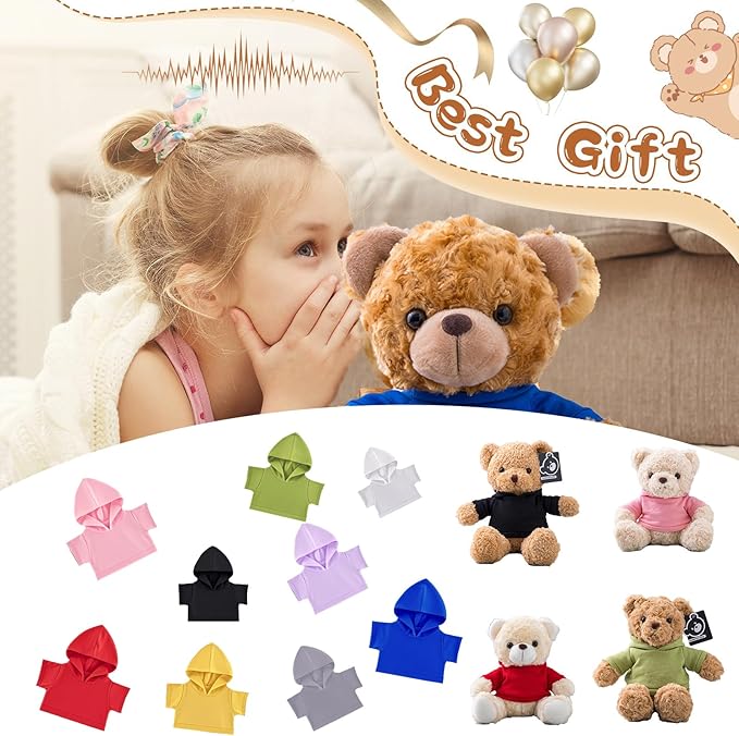 Personalized Teddy Bear Clothes with Photo Text, Custom Stuffed Animal Clothes Fit 8-16inch Stuffed Bear Clothing, Personalized Doll Clothing Make Your Own Plush Doll Shirt