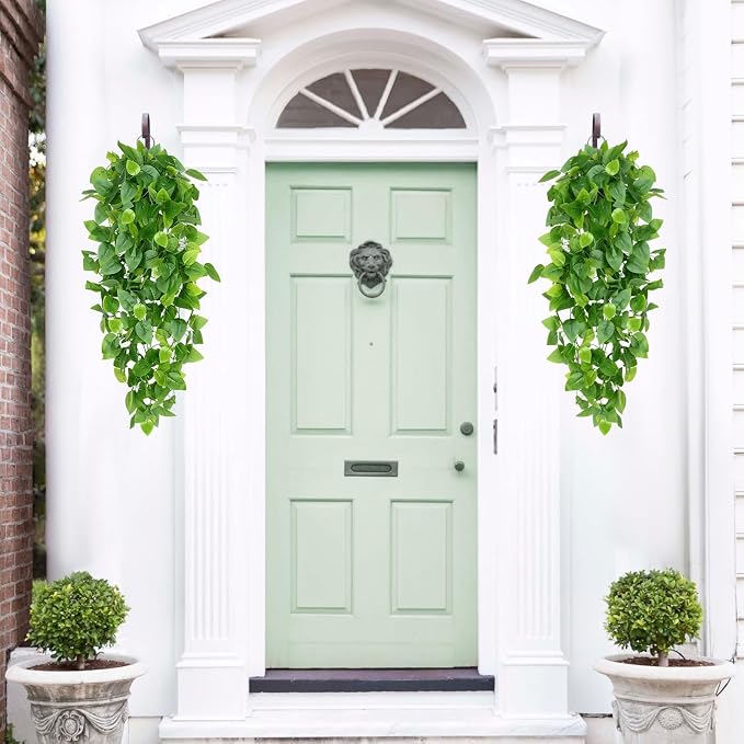 Waipfaru Fake Hanging Plants, 8Pcs Faux Ivy Pothos Vines Greenery | UV Resistant Faux Outdoor Plants Ivy Vines for Modern Boho Patio Outdoor Indoor Party Wall Porch Gazebo Aesthetic Decor