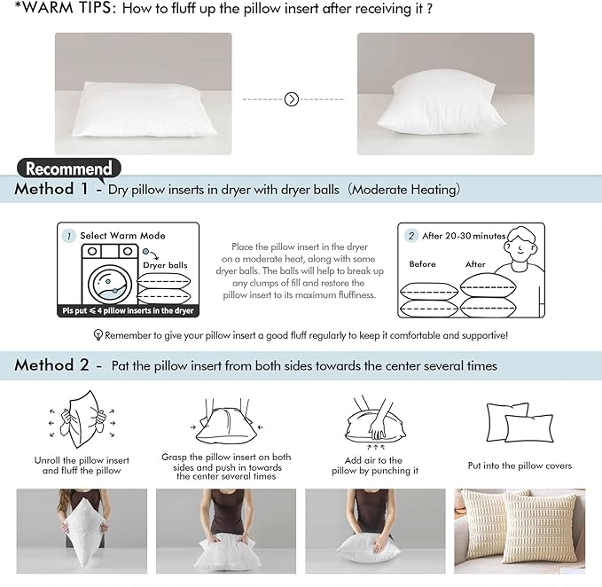 MIULEE 28x28 Euro Pillow Insert -Decorative Throw Pillow with 100% Cotton Cover Square for Sofa Couch