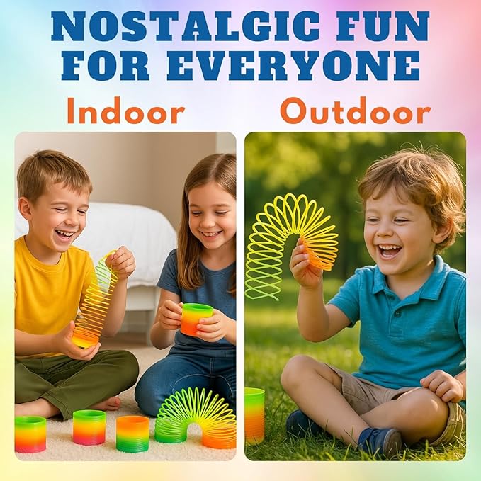 12 Pack Magic Rainbow Springs | Classic Novelty Colorful Rainbow Toy Assorted Bulk | Birthday Party Favors, Bag Fillers, Gift | Birthday Party Favors, Bag Fillers, Gift for Kids (1 Dozen) (3 Inches)