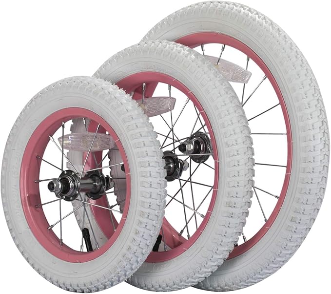 JOYSTAR 12 14 16 18 20 Inch Kids Bike Front Wheels Replacement Bicycle Wheels with 12-20 Inch Solid Air Rubber Tire & Inner Tube Don't Fit Huffy Bike Black & White