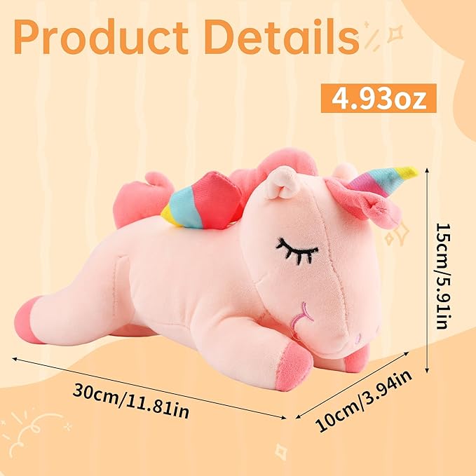 Sleeping Unicorn Stuffed Animal, 12 Inches Unicorn Plush Toys for Girls Women Girlfriend, Pink Soft Plush Hugging Pillow, Cute Lovely Stuffed Animal Cuddle Toy Gifts for Valentine Christmas Birthday