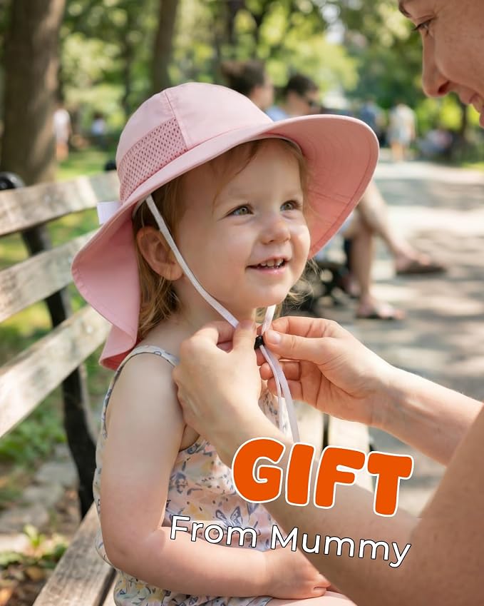 Toddler Baby Sun Hat Kids Summer Beach Essentials Adjustable Beach Hats with Bucket Wide Brim for Boys Girls Age 0-14 Years