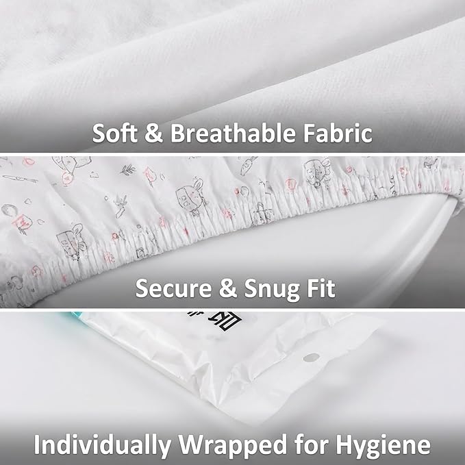 RAINFLOW Portable Toilet Mat - Disposable Toilet Seat Cover Waterproof Non-Woven Fabric Printed Individually Wrapped for travel,Hotel,Hospital and Public Toilet(15Pcs)