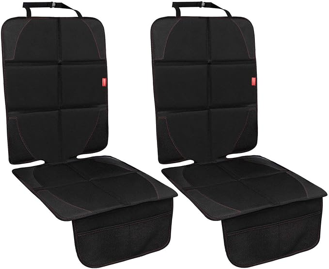 MORROLS Car Seat Protector, 2 Pack Carseat Protector with Thick Padding, Baby/Pets for Child Car Seat-Mesh Pockets-Waterproof-Universal Size(Black)