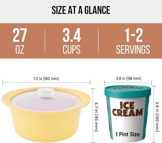 27oz Platinum Silicone Microwave Steamer Pot with Handle & Lid - Korean 100% Food-Grade Steamer Bowl, Heat-Resistant Cooker with Steam Holes, Easy Clean, Dishwasher Safe, Yellow