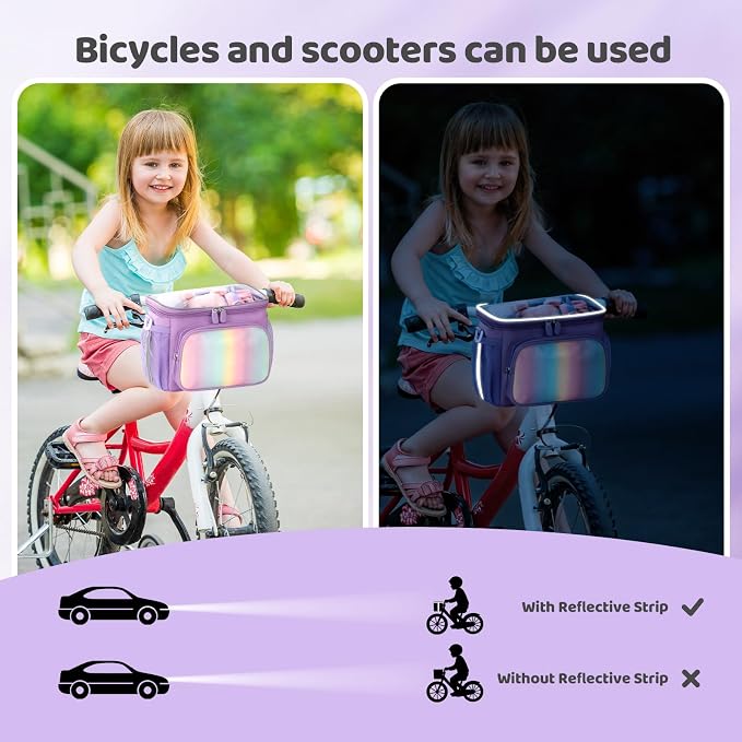 Kids Bike Basket, Front Frame Handlebar Bag for Toddler Scooter Tricycle Bicycle, Cute Small Fabric Bicycle Basket for Boys & Girls,