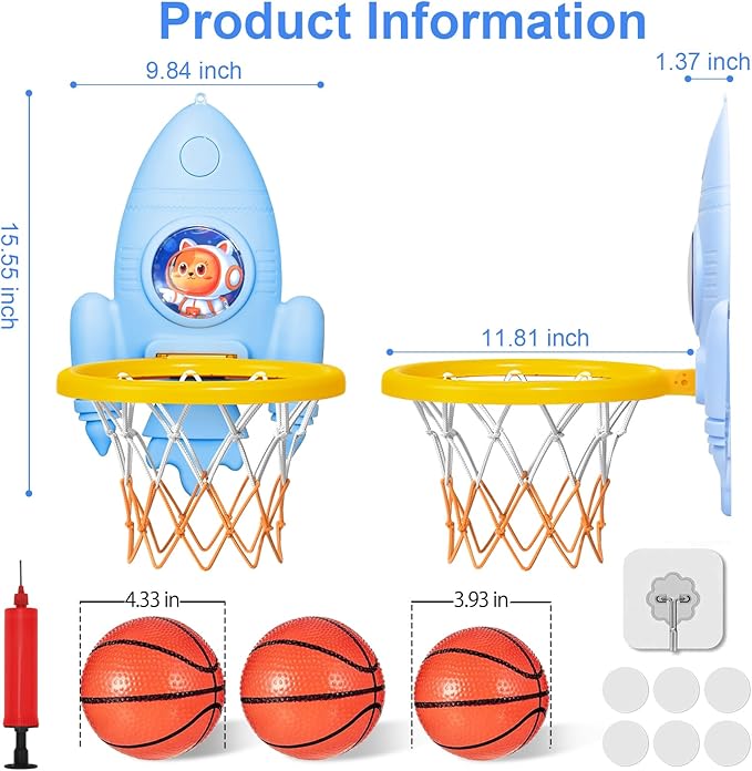 Mini Basketball Hoop with Balls and Pump for Kids Boys Girls Age 2 3 4 5 6,Toddlers Basketball Hoop for Indoor or Outdoor Play,Adjustable Height,Toys Gift for Childs