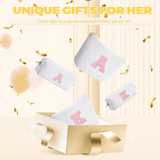 Teen Girl Travel Essentials - Birthday Gifts for Girls Teens Kids Daughter Sister Her,Cute Trendy Stuff Makeup Bag Set Cosmetic Bag - White,E