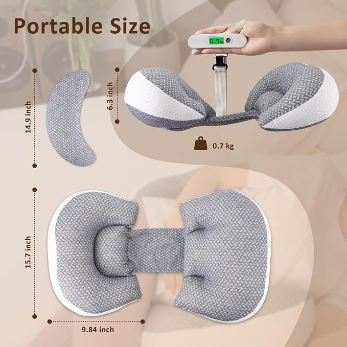 Chilling Home Pregnancy Pillow for Sleeping Portable, Maternity Pillow for Side Sleeper, Travel Wedge Pillow, Body Pillow Support for Back, Belly, Blue