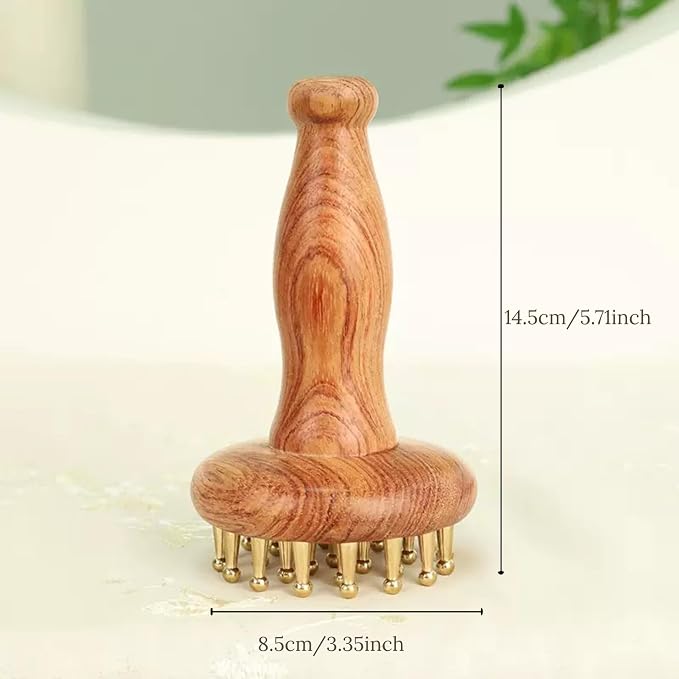 Copper gua sha Tool for Promote Blood Circulation,29-Teeth Copper Meridian Massager with Handle for Head and Body