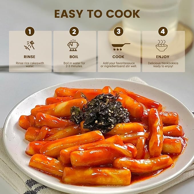 APEXY Korean Rice Cakes for Tteokbokki, Authentic Chewy Korean Rice Cake Sticks, Gluten Free, Vegan, Non-GMO Topokki Rice Cakes for Asian Cooking & Spicy Rice Cake Recipes, 21.16 oz Pack of 1