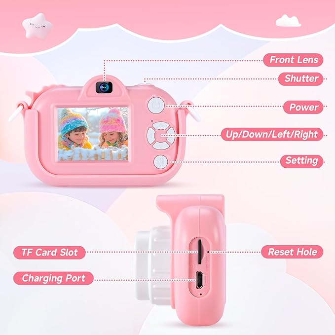 Kids Camera for Girls Ages 3-8, Toddler Camera with 1080P Video and 32GB SD Card, Cute Digital Camera for Kids for 4 Year Old Girl