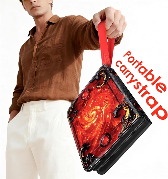 Trading Card Binder 4 Pocket, Waterproof PU 400Pockets Card Holder, Portable Zippered Collectible Game Card Albums Gifts for Boys and Girls, Trading Card Album for MTG/TCG/Card Holder Gift