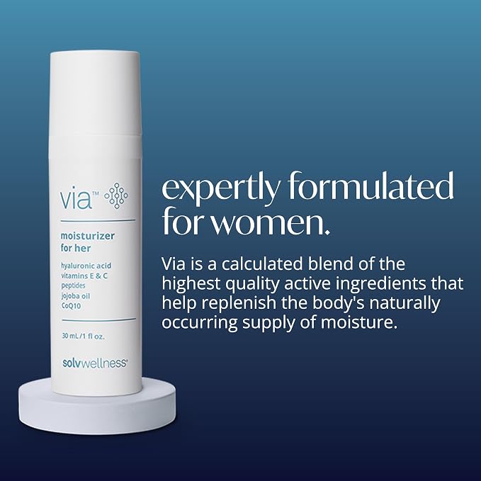 Via by Solv Wellness Vaginal Moisturizer Cream for Women, Non-Hormonal, Water-Based, Made with Hyaluronic Acid, Vitamins, Peptides, Jojoba Oil, 30 ml