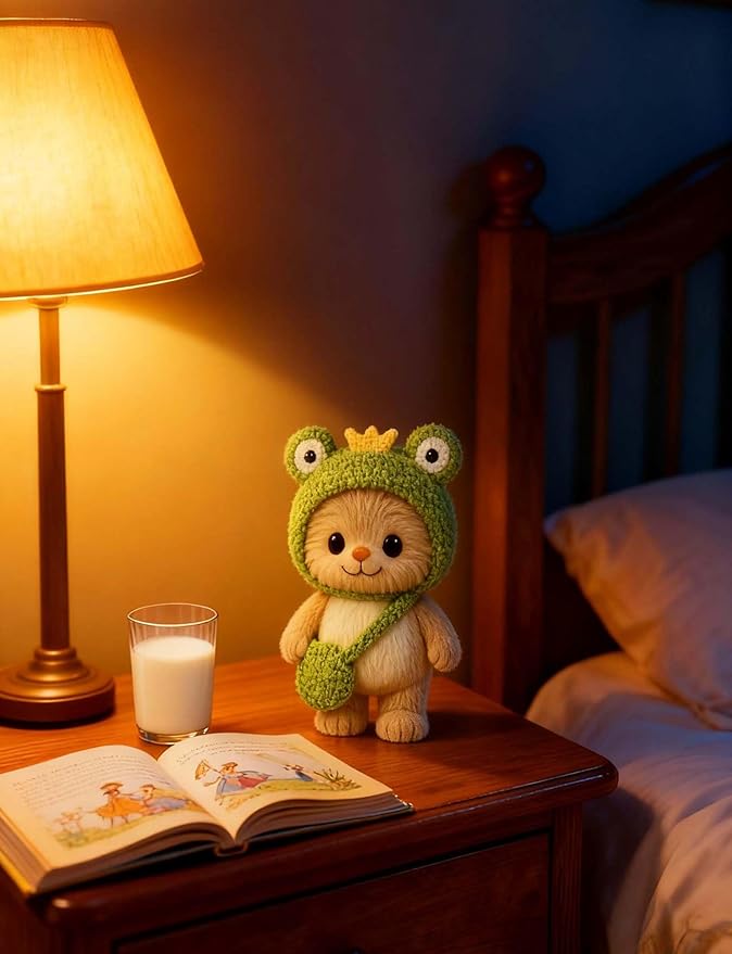 17cm Doll Clothes Outfit (No Doll), Stylish Cute Plush Doll Clothes with Designer Accessories, Clothes for 17cm Dolls, Green Frog Style