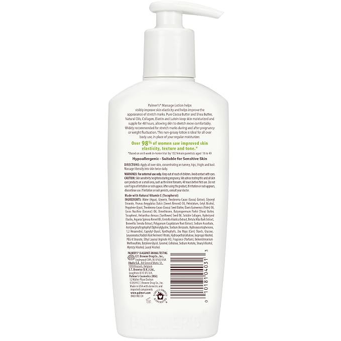 Palmer's Cocoa Butter Formula Massage Lotion For Stretch Marks, Pregnancy Skin Care, Belly Cream with Collagen, Elastin, Argan OIl and Shea Butter, 8.5 Ounces